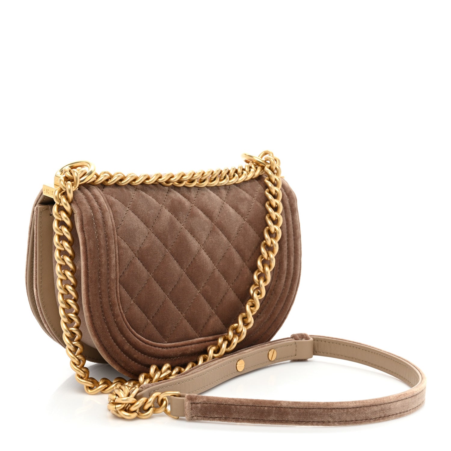 Chanel Velvet Quilted Small Boy Messenger Bag Beige 3 of 11