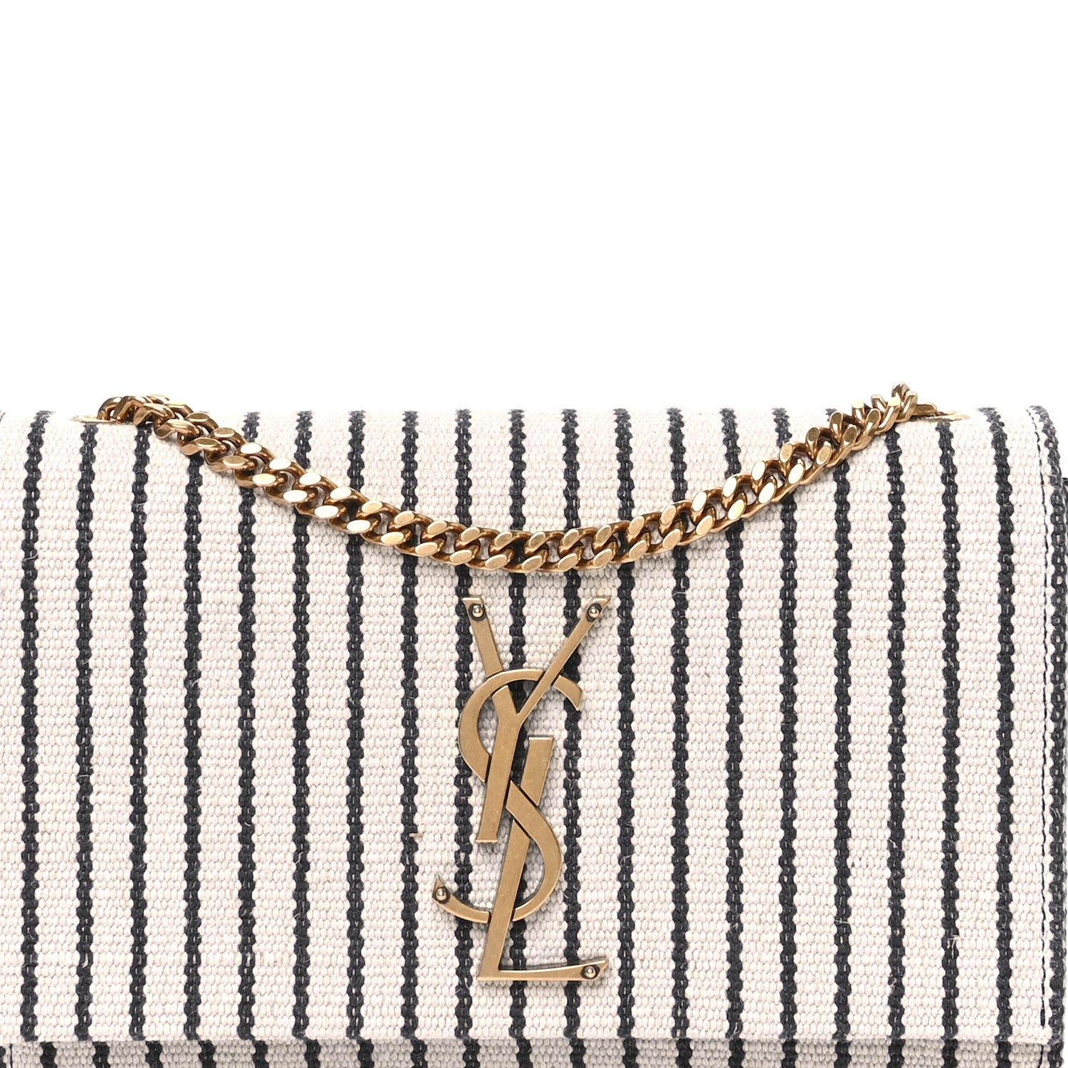 Saint Laurent Canvas Small Striped Kate Satchel Grigio Multicolor 9 of 12
