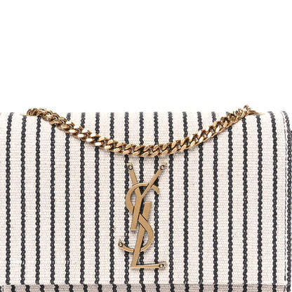 Saint Laurent Canvas Small Striped Kate Satchel Grigio Multicolor 9 of 12