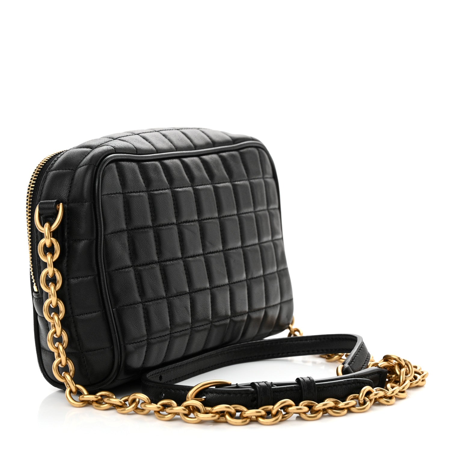 Saint Laurent Lambskin Carre Quilted Cassandre Mini Camera Bag Black 3 of 11