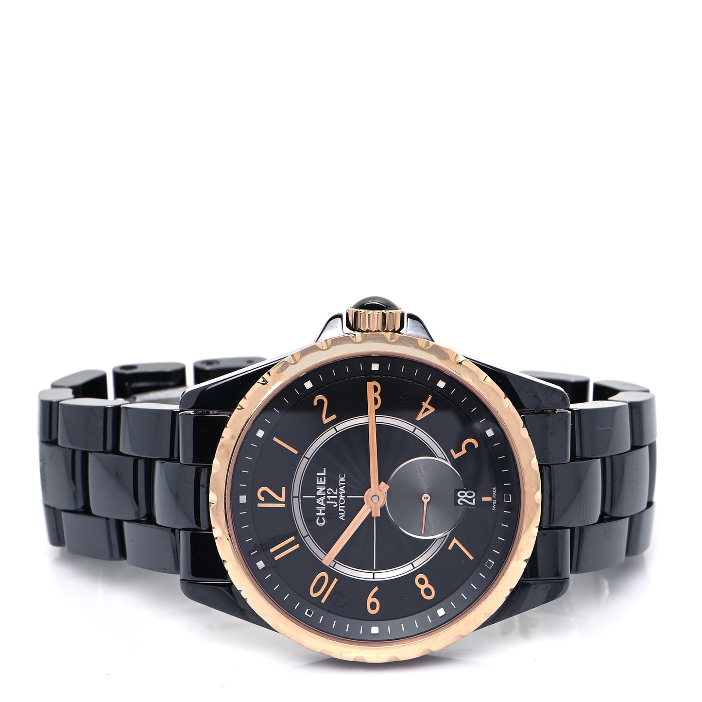 Stainless Steel 18K Yellow Gold Ceramic 38mm J12 Automatic Watch Black