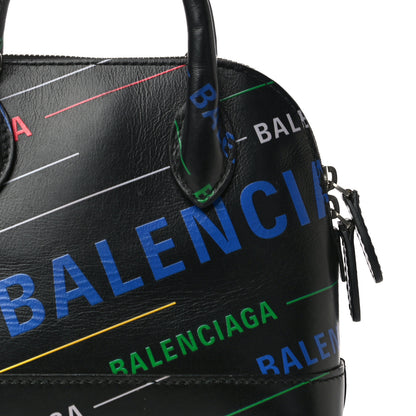 Balenciaga Calfskin Logo Print XXS Ville Top Handle Bag Black Multicolor 18 of 19