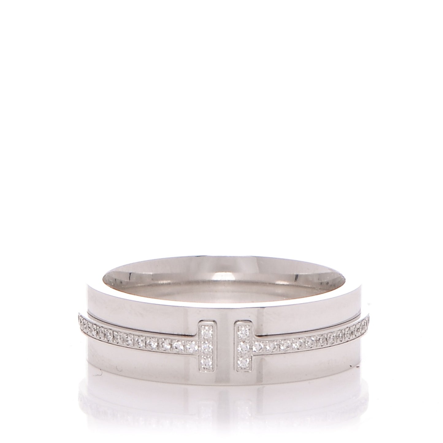 18K White Gold Diamond T Two Ring 6