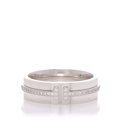Tiffany 18K White Gold Diamond T Two Ring 6 1 of 4
