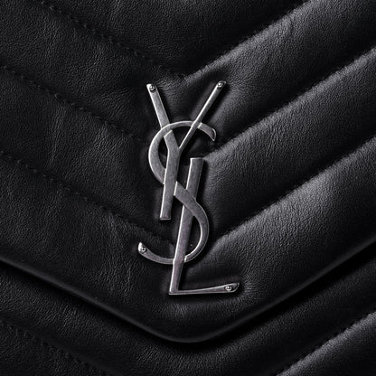 Saint Laurent Calfskin Y Quilted Monogram Large Loulou Chain Satchel Black 12 of 12
