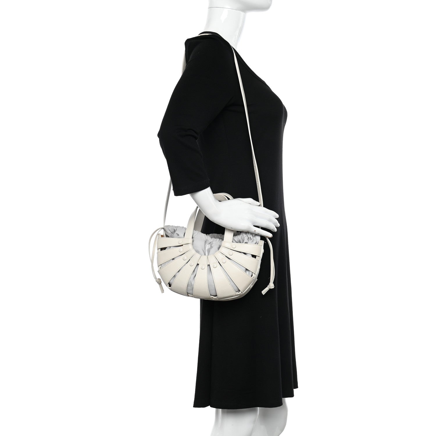 Bottega Veneta French Calfskin Small Shell White Frost 2 of 14