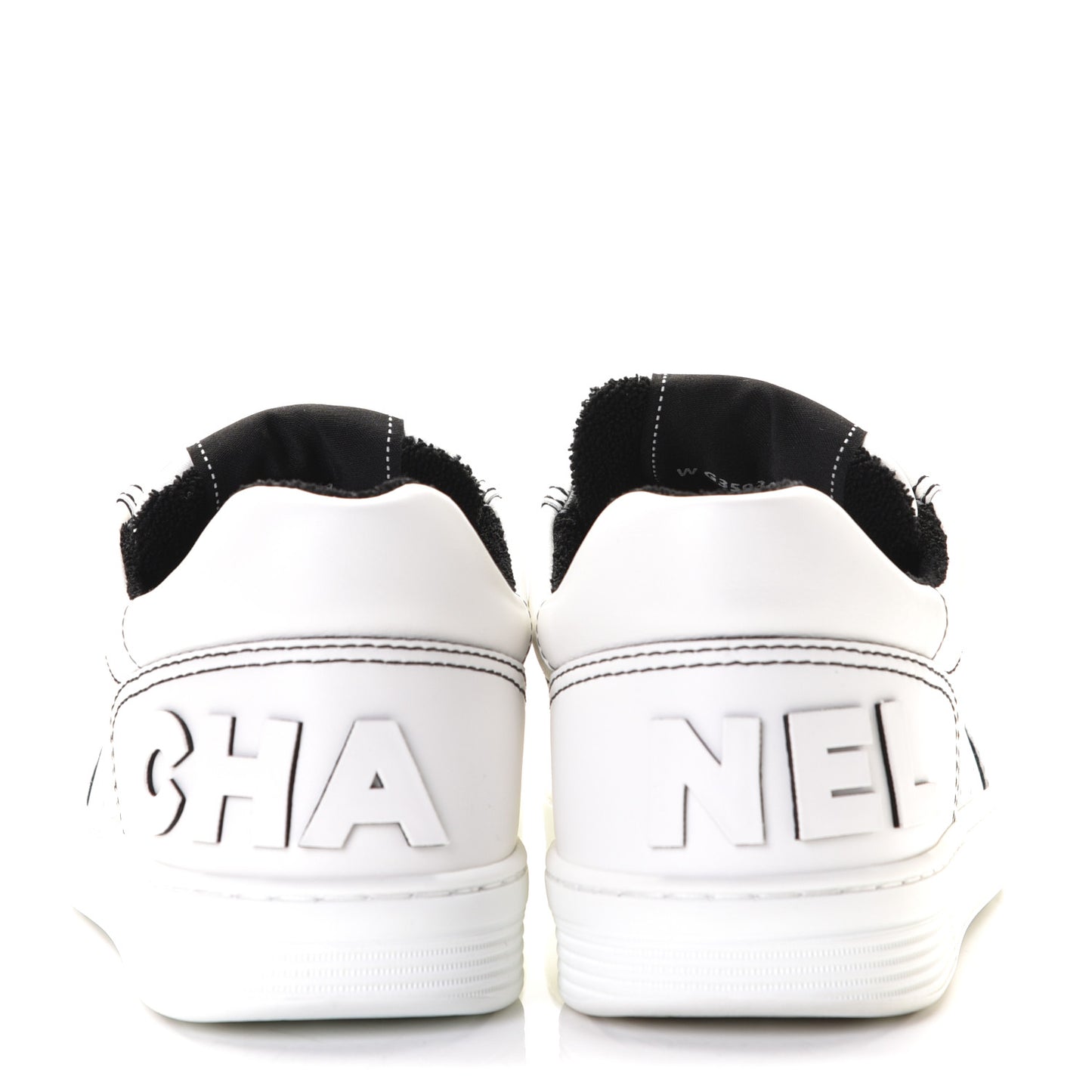 Calfskin Womens Logo Sneakers 38.5 White Black