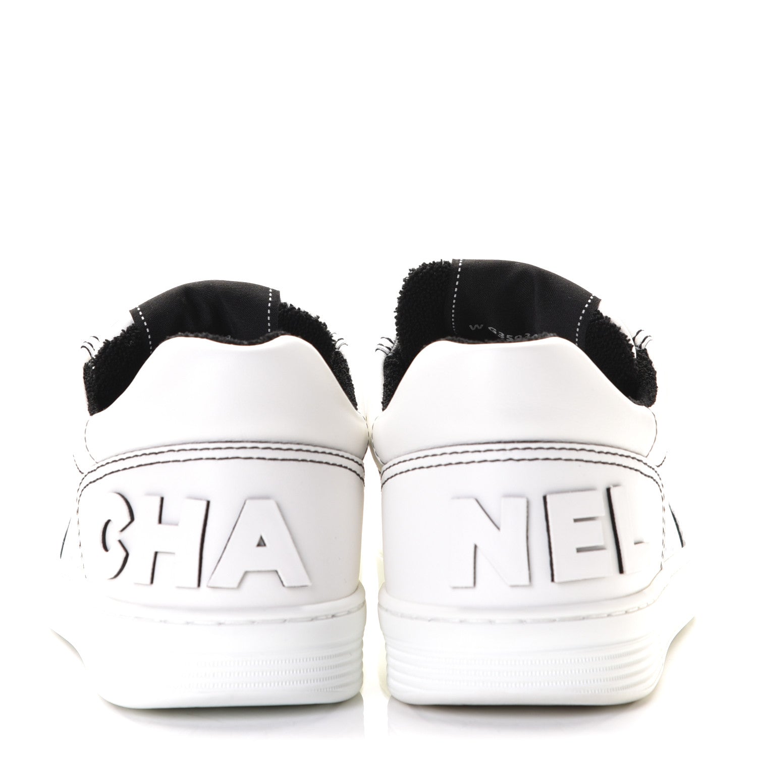 Chanel Calfskin Womens Logo Sneakers 38.5 White Black 5 of 7