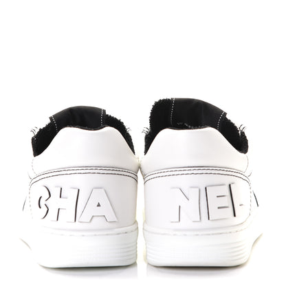 Chanel Calfskin Womens Logo Sneakers 38.5 White Black 5 of 7