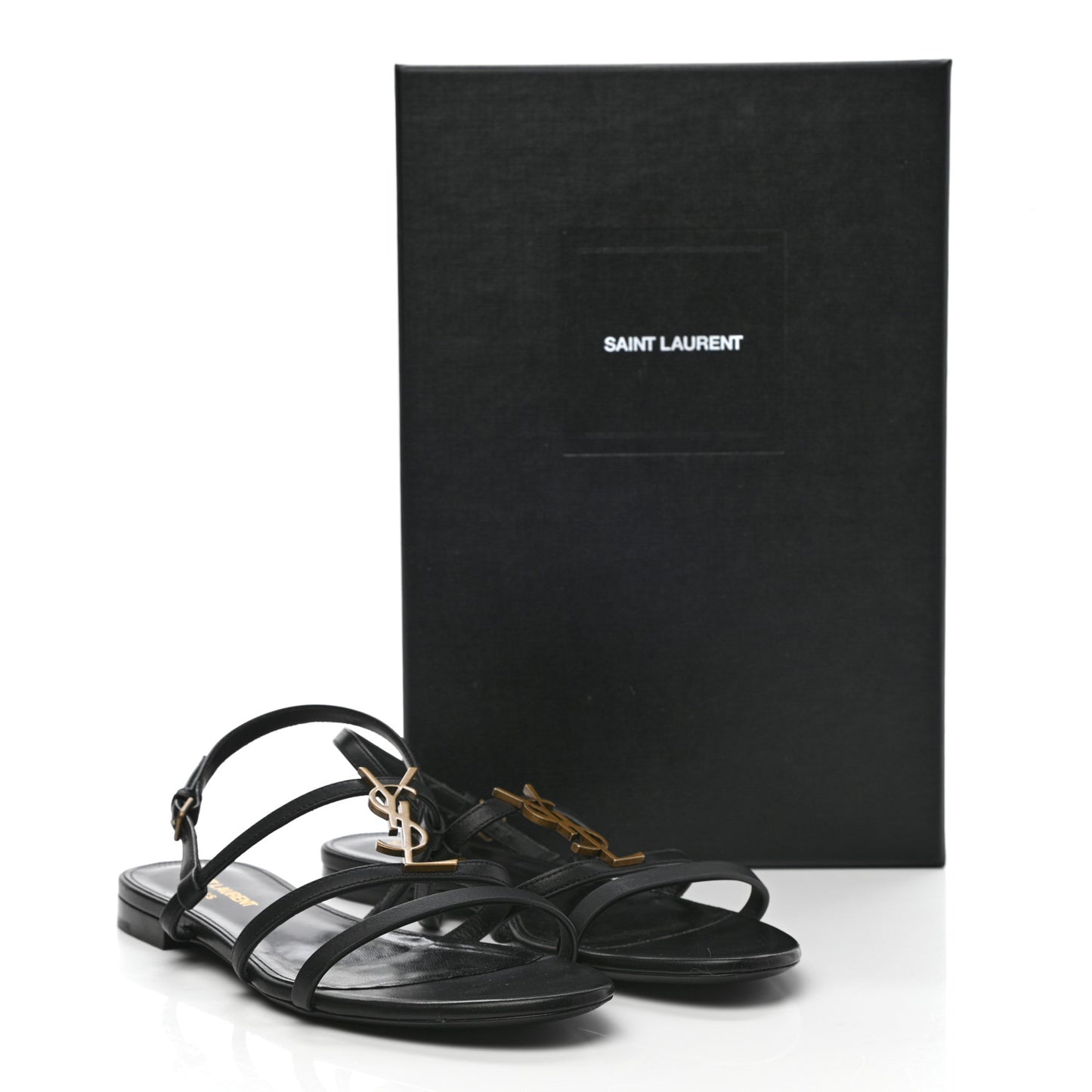 Patent Calfskin Cassandra Monogram Sandals 39 Black