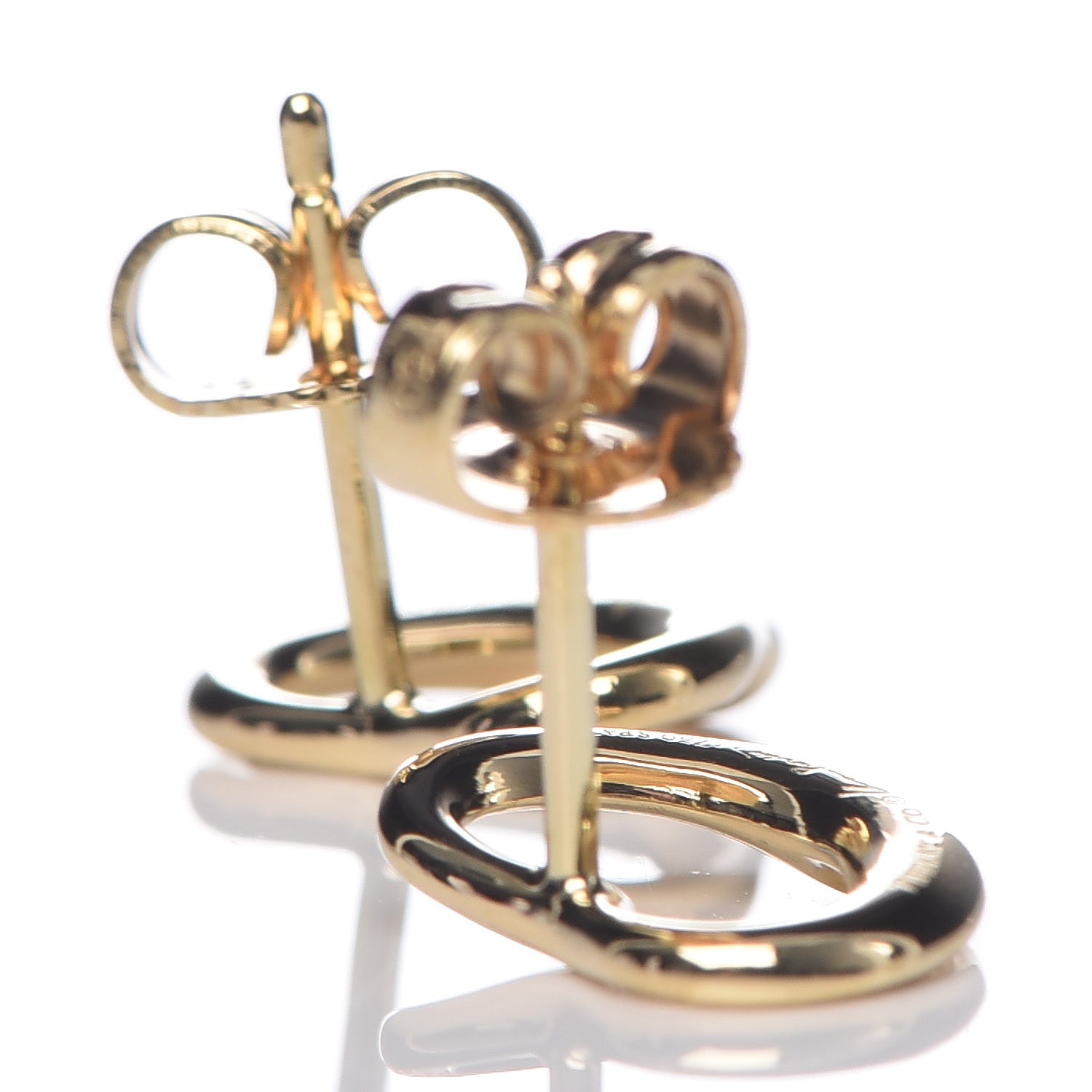 Tiffany 18K Yellow Gold 11mm Elsa Peretti Open Heart Earrings 3 of 4