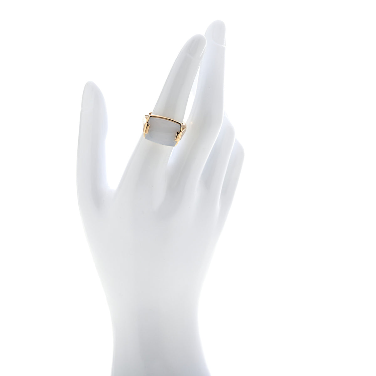 18K Yellow Gold Chalcedony BVLGARI Metropolis Ring 53 6.5