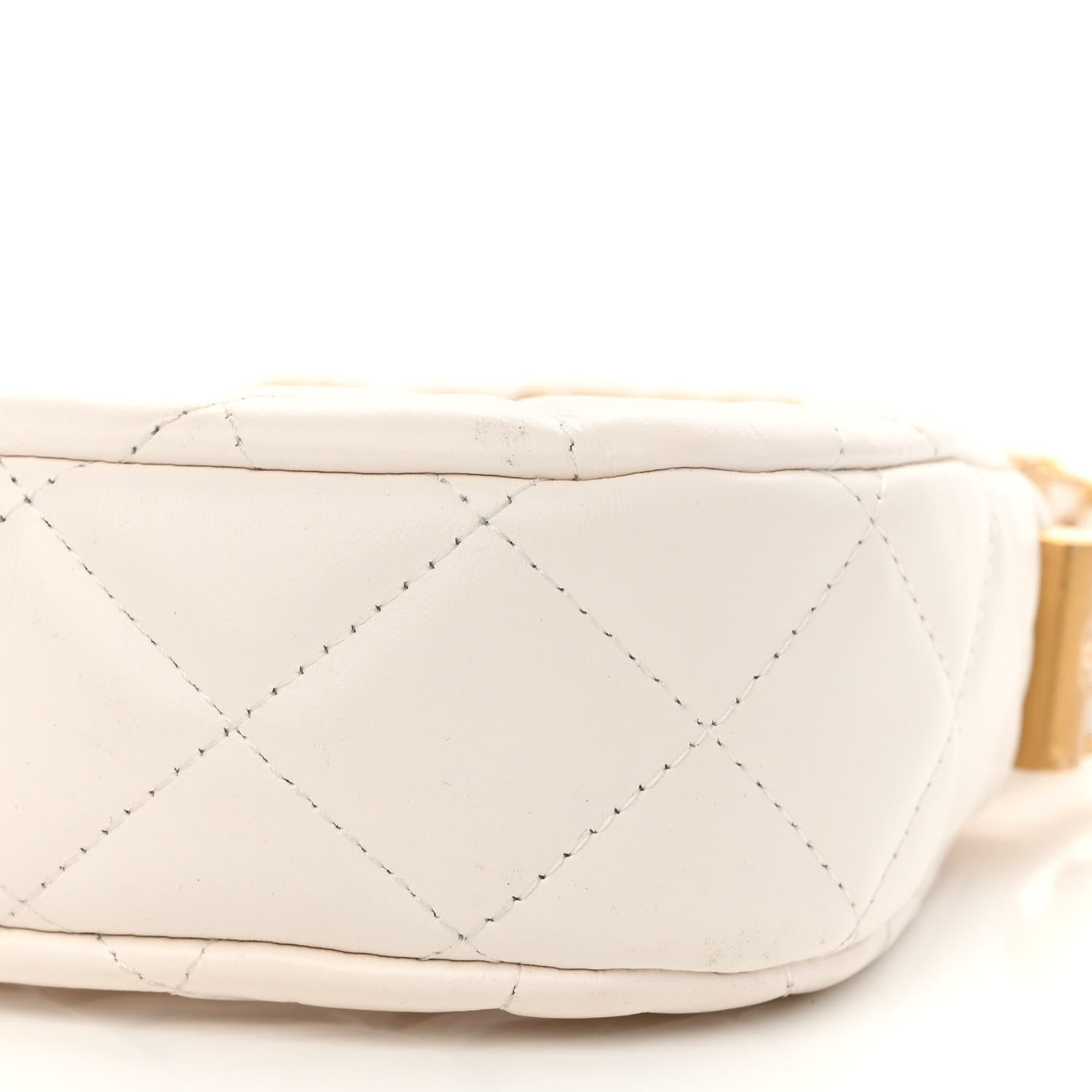 Chanel Crumpled Calfskin Quilted Braided CC Small Hobo White 10 of 13