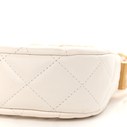 Chanel Crumpled Calfskin Quilted Braided CC Small Hobo White 10 of 13