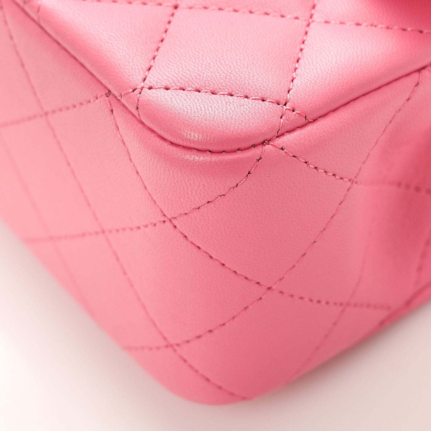Lambskin Quilted Mini Top Handle Rectangular Flap Pink