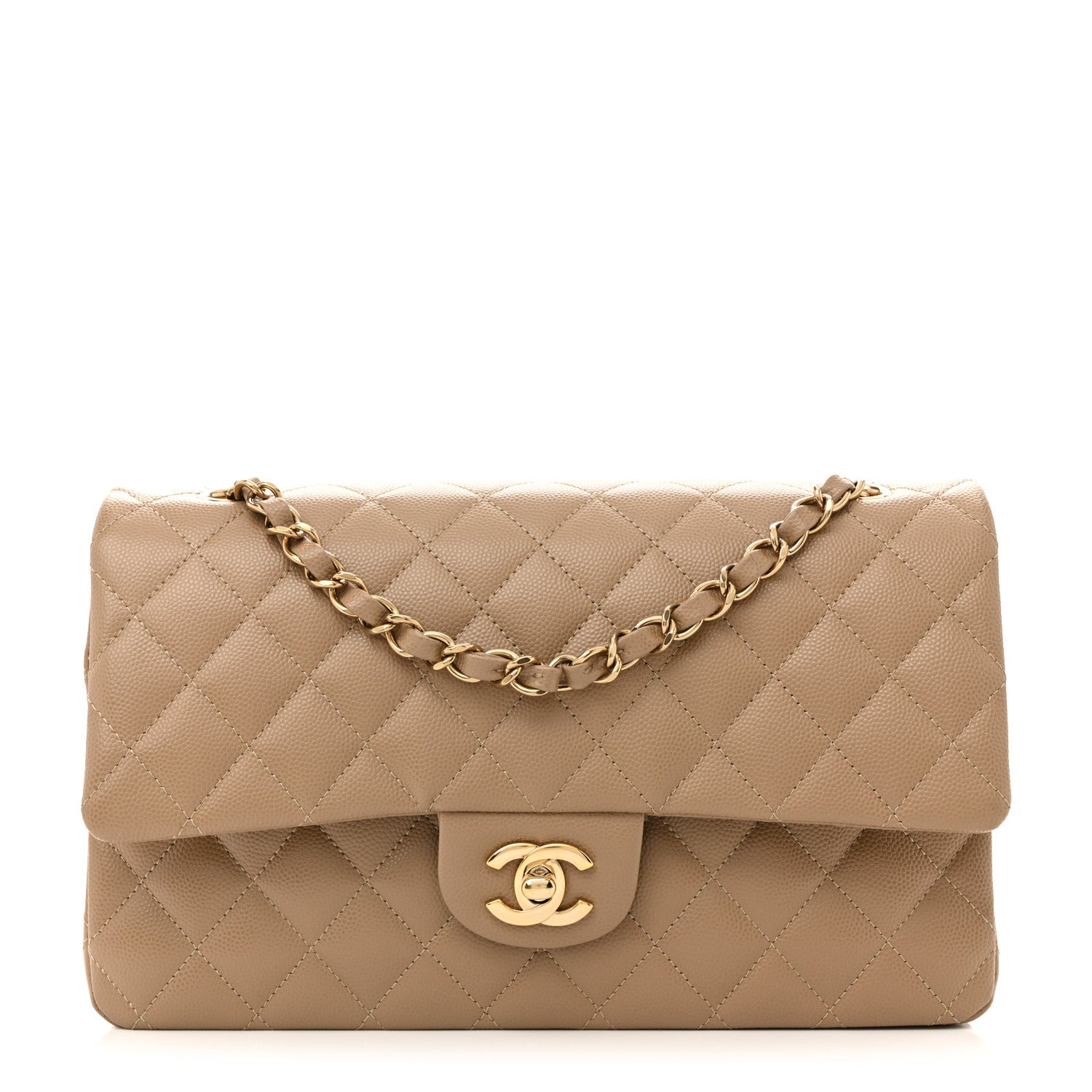 Chanel Caviar Quilted Medium Double Flap Dark Beige 1 of 12