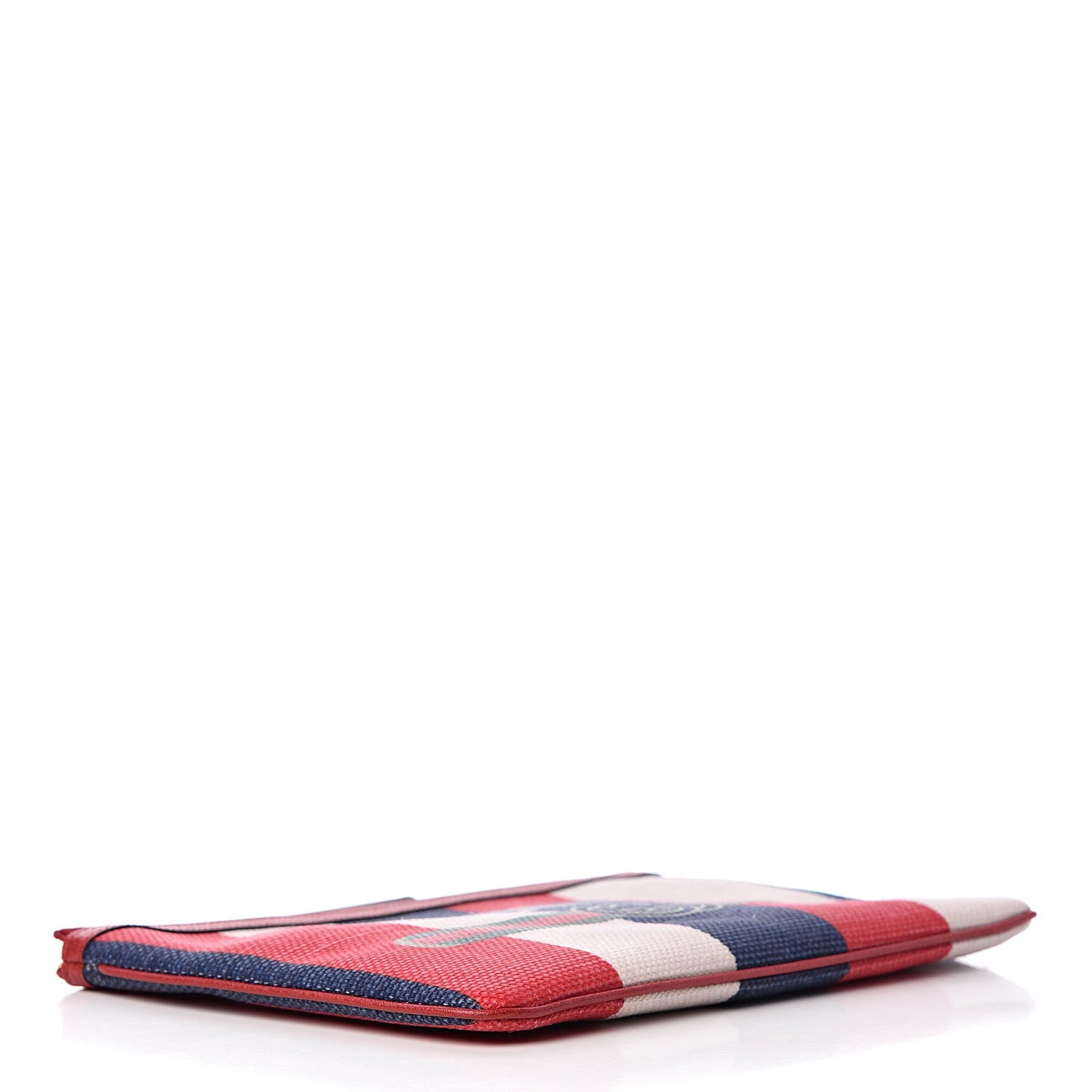 Gucci Canvas Sylvie Stripe Logo Zip Pouch Mystic White Hibiscus Red Maritime 4 of 7