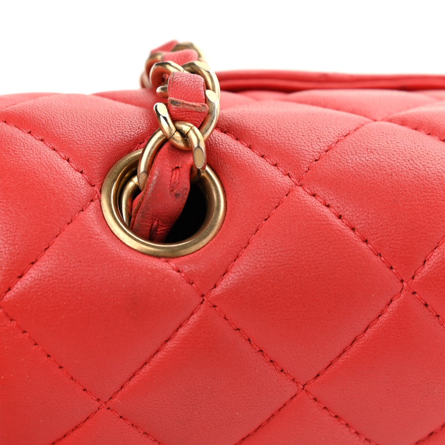Lambskin Quilted Mini Rectangular Flap Red