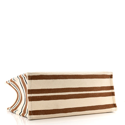 Celine Jacquard Striped Large Cabas Thais White Brown 4 of 11