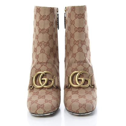 Gucci Monogram Malaga Kid GG Victoire 95mm Ankle Boots 37.5 Beige Ruggine Rust 2 of 8