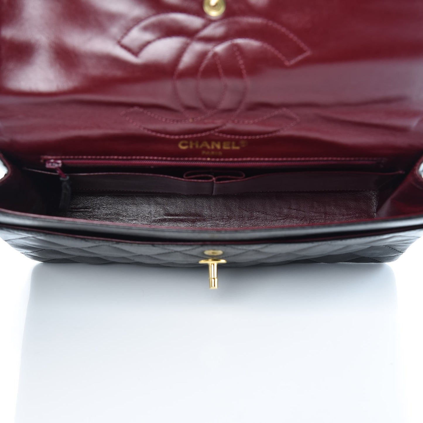 Lambskin Quilted Medium Double Flap Black