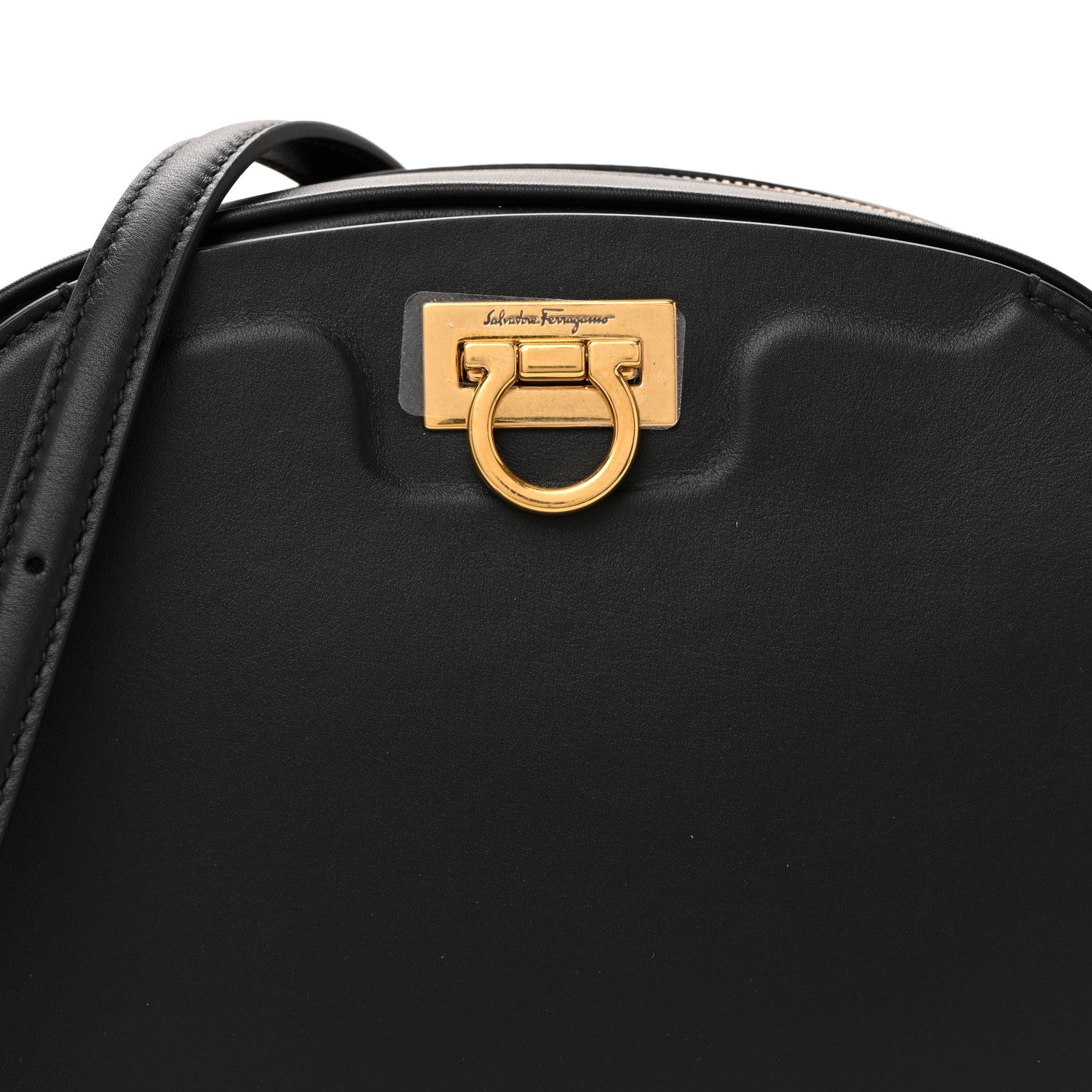 Salvatore Ferragamo Calfskin Trifolio Camera Crossbody Bag Black 7 of 9
