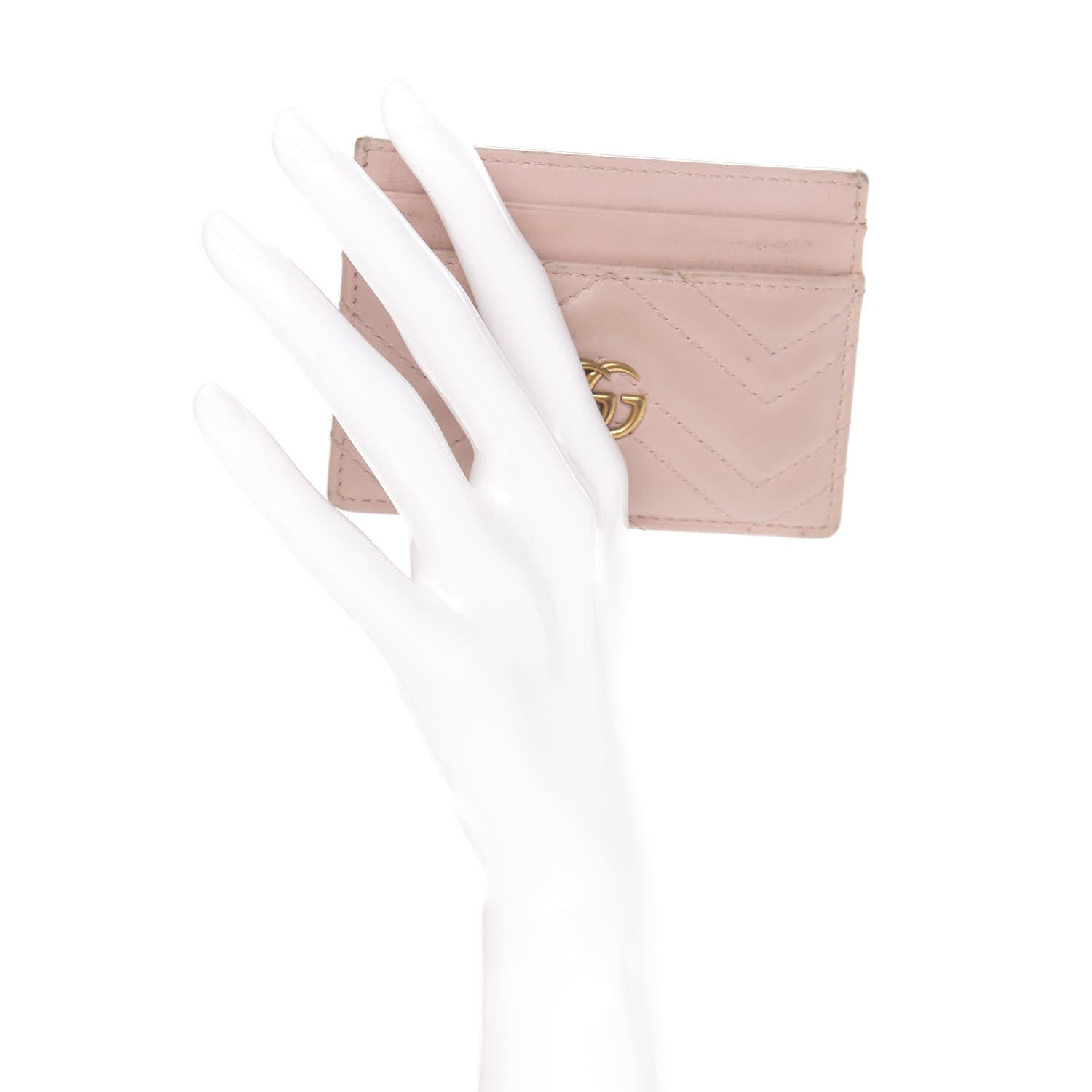 Gucci Calfskin Matelasse GG Marmont Card Holder Perfect Pink 2 of 11
