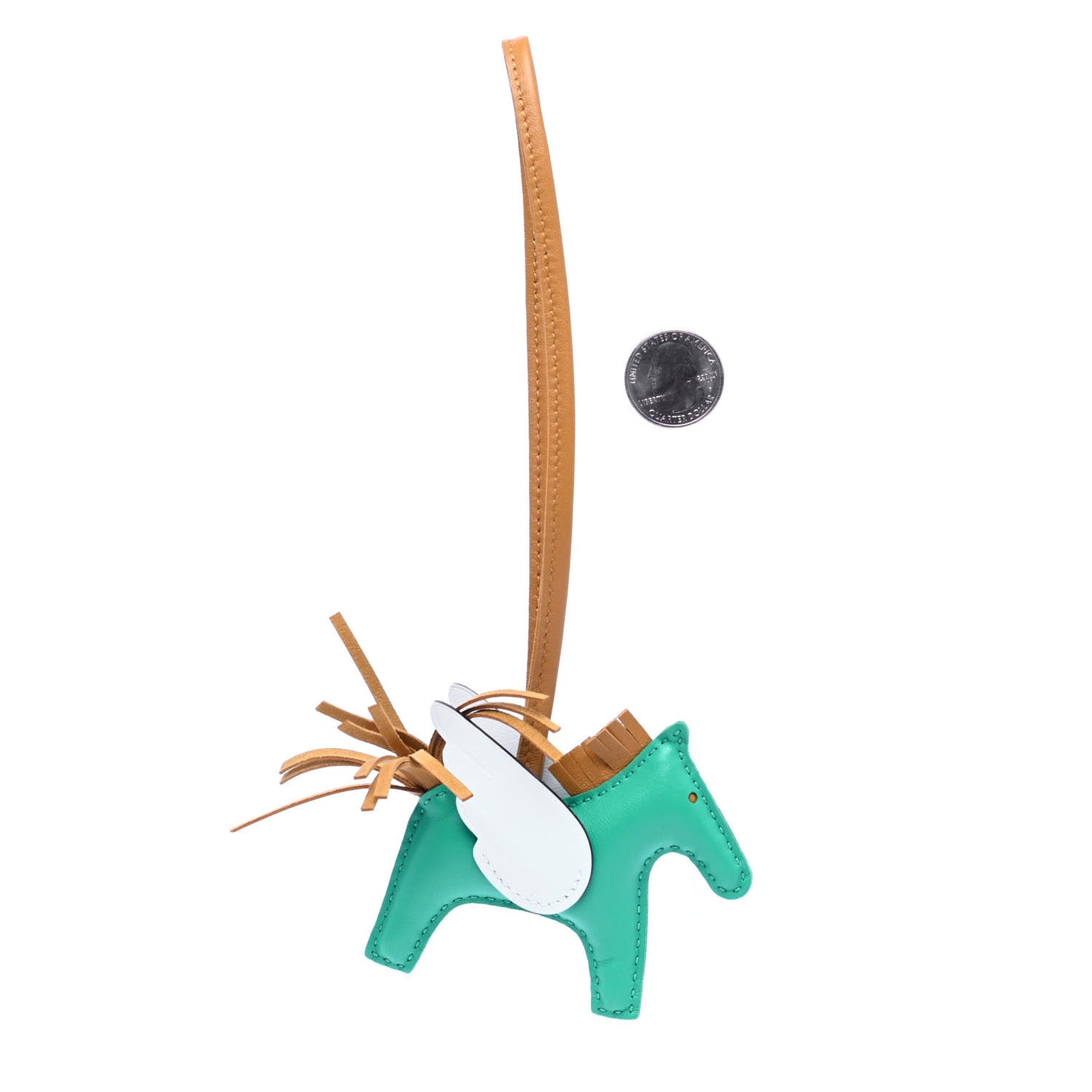 Milo Lambskin Grigri Rodeo Pegase Horse Bag Charm PM Menthe Sesame Bleu Brume