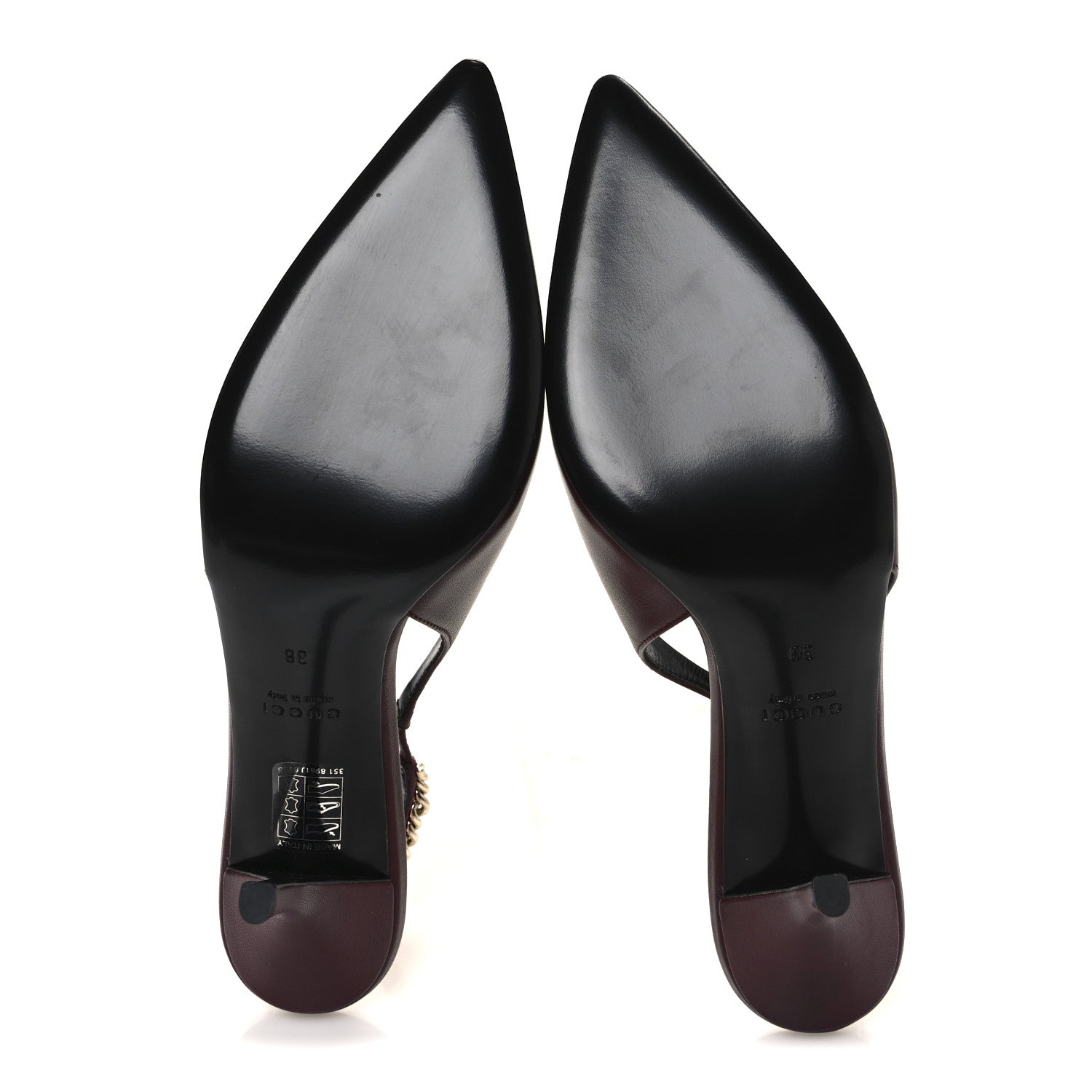 Gucci Malaga Kid Nappa Signoria Slingback Pumps 38 Rosso Ancora 7 of 12