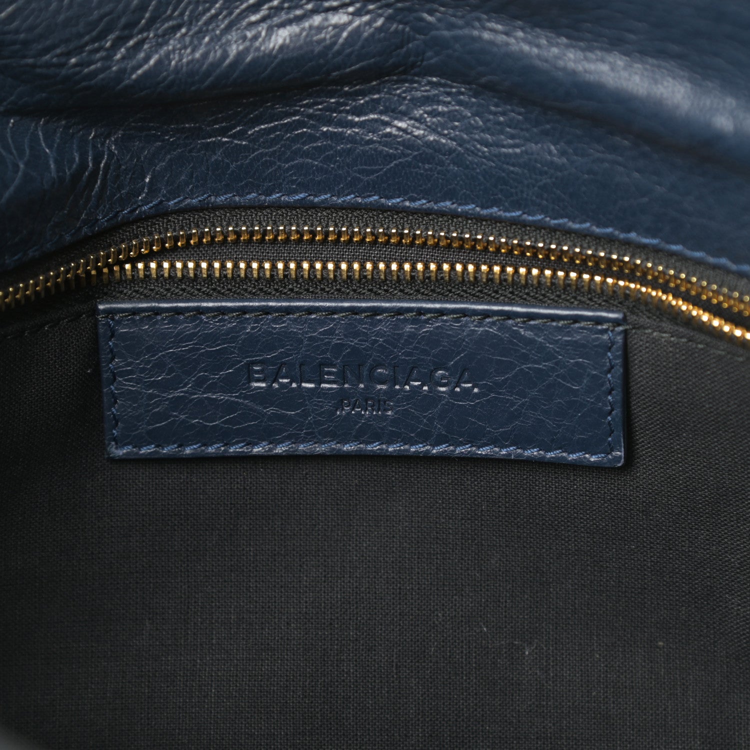 Balenciaga Agneau Giant 12 Gold Hardware Envelope Strap Clutch Bleu Obscur 6 of 10