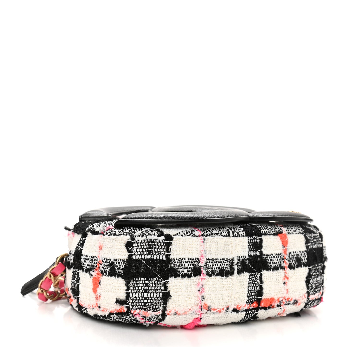 Tweed Lambskin Quilted Coco Midnight Camera Case White Black Multicolor