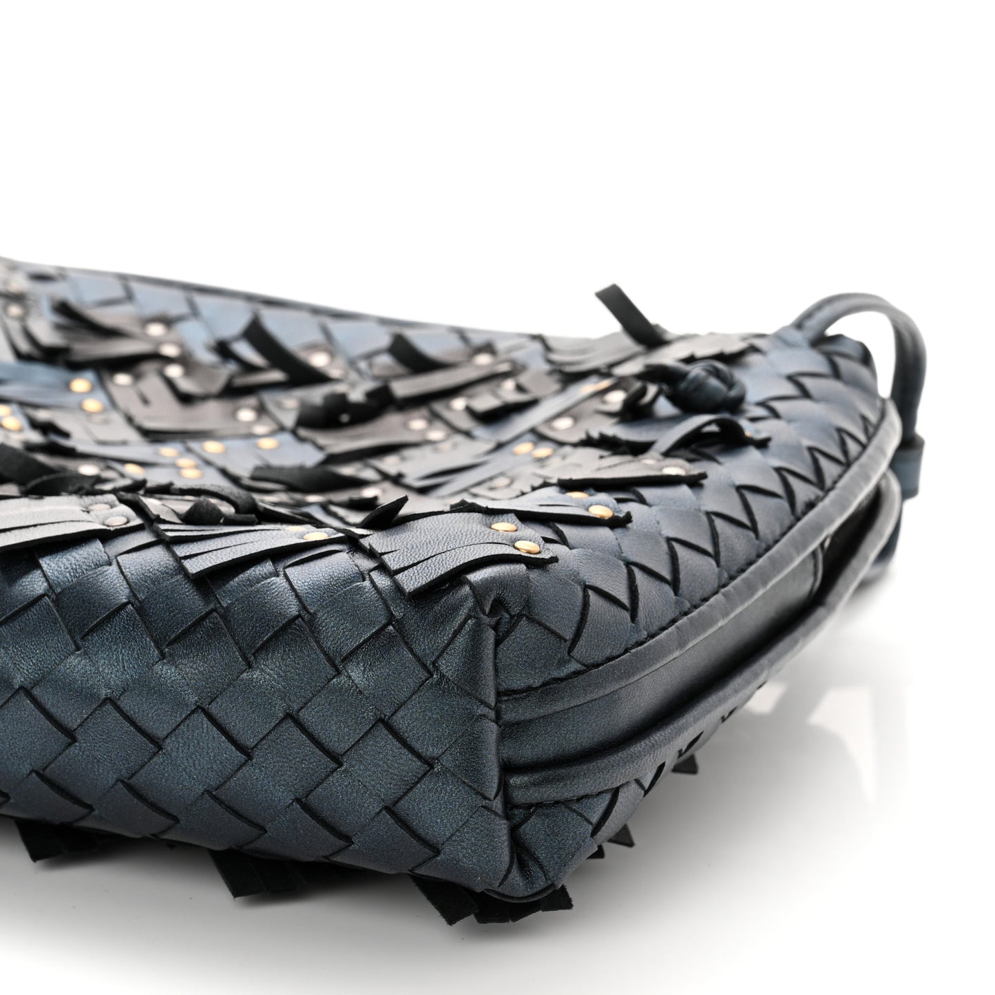 Nappa Intrecciato Fringe Studded Nodini Crossbody Messenger Multicolor