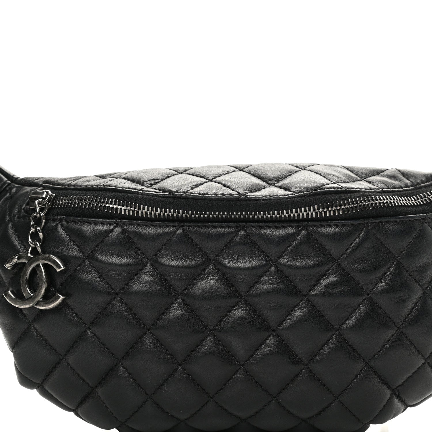 Chanel Lambskin Quilted Banane Waist Bag Fanny Pack Black 9 of 12