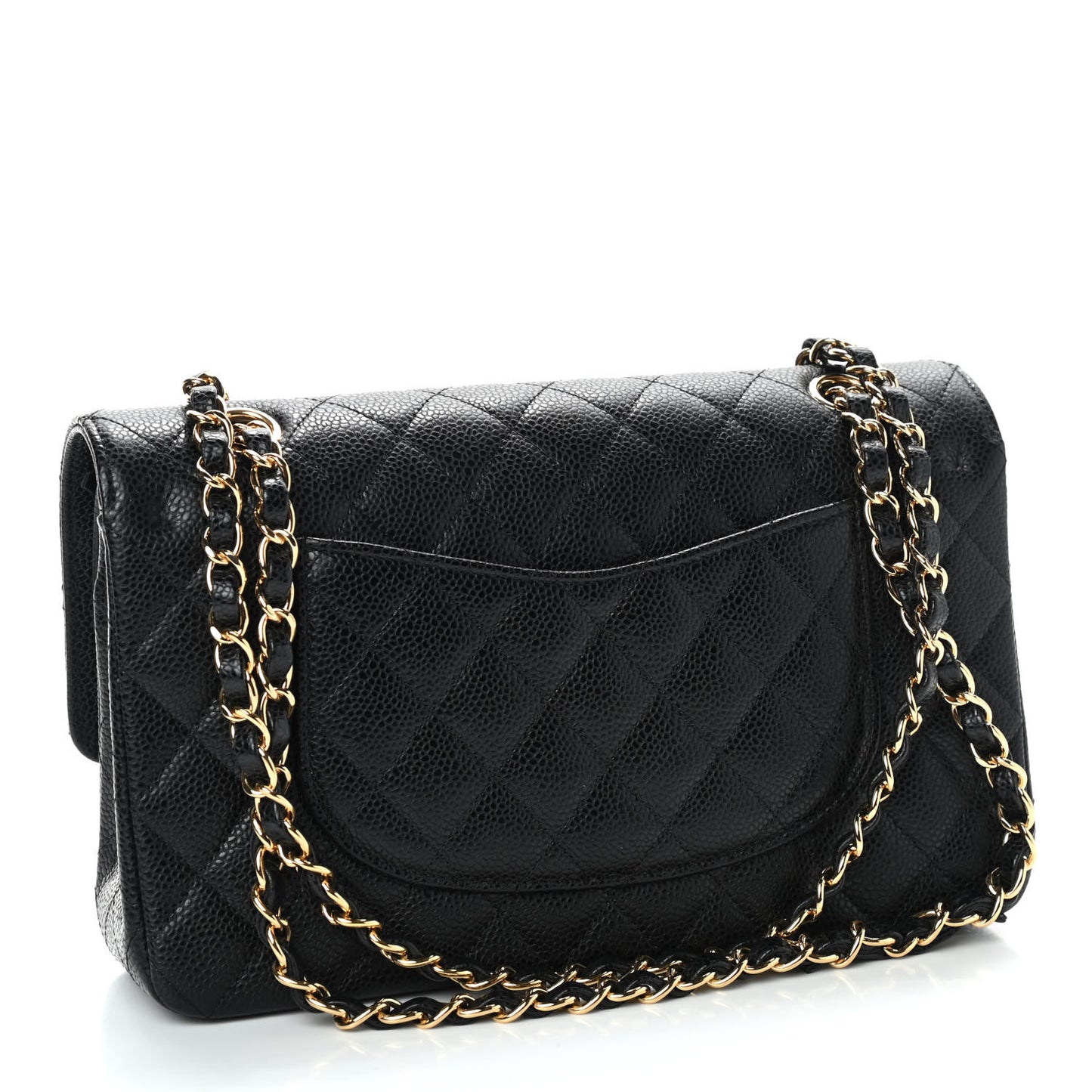 Caviar Quilted Medium Double Flap Black