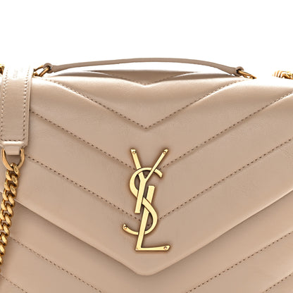 Saint Laurent Calfskin Y Quilted Monogram Small Loulou Chain Satchel Dark Beige 8 of 10