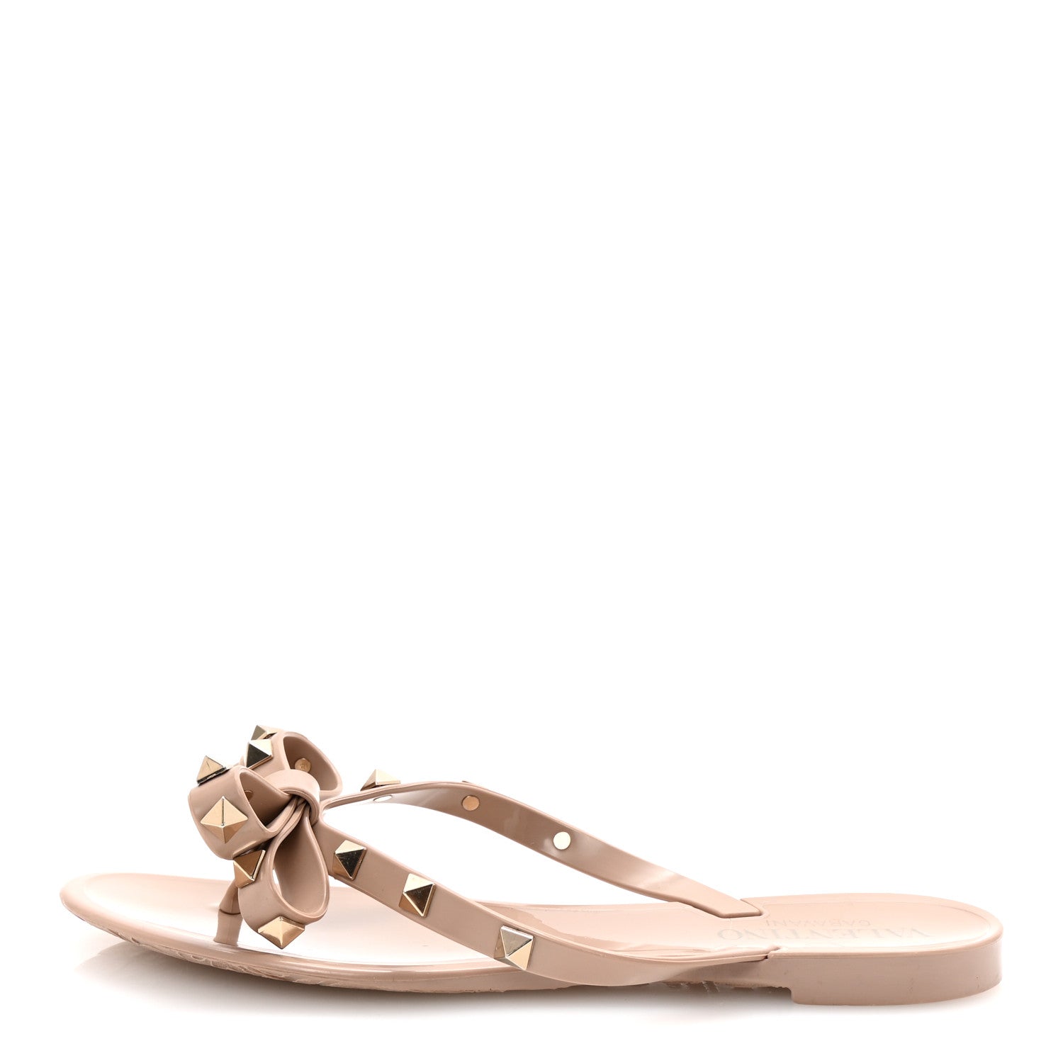 Valentino Garavani PVC Jelly Rockstud Bow Thong Sandals 35 Poudre 1 of 9