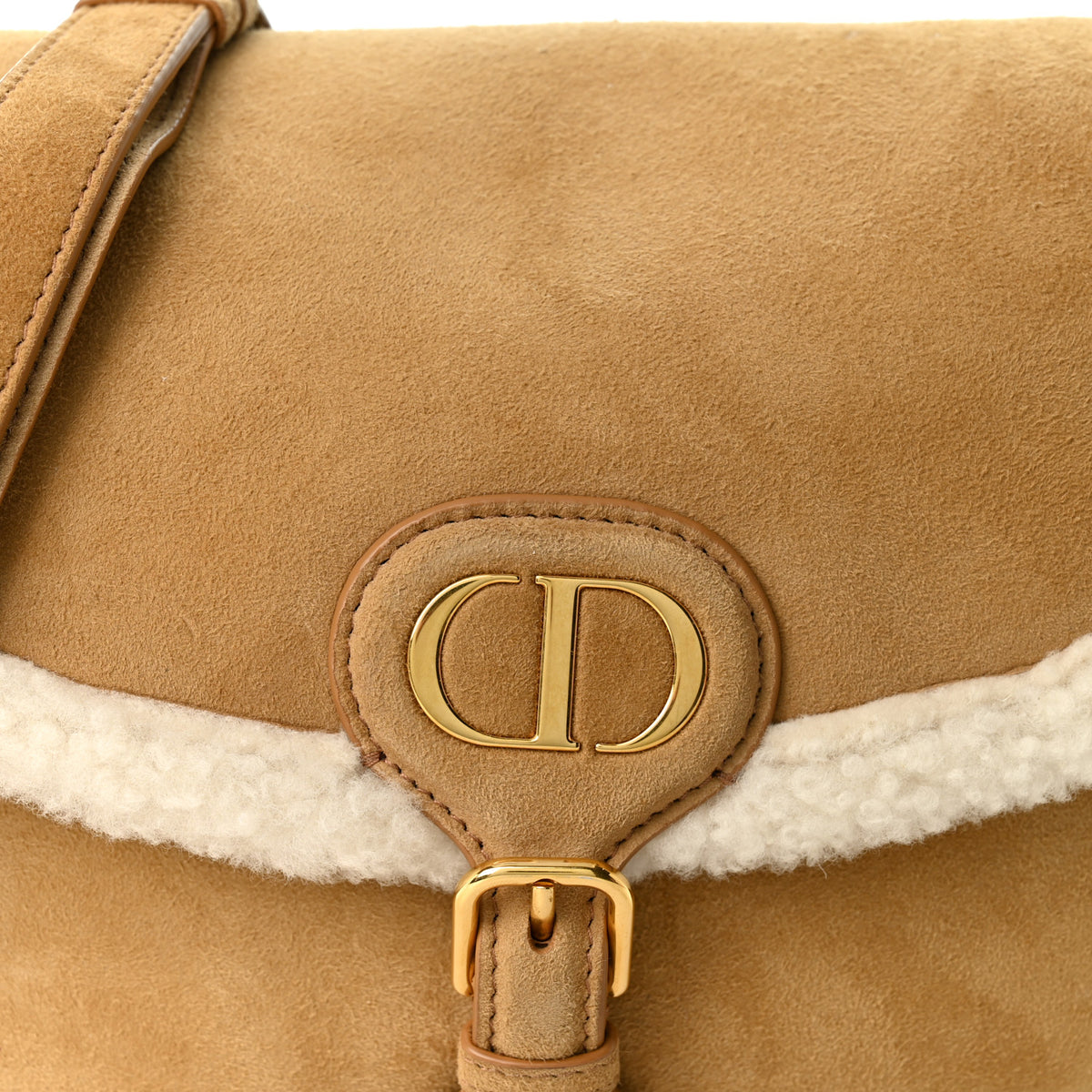 Suede Shearling Medium Bobby Flap Natural