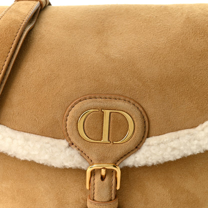 Christian Dior Suede Shearling Medium Bobby Flap Natural 7 of 9