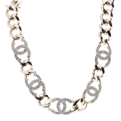 Chanel Crystal CC Chain Link Choker Necklace Gold 1 of 5