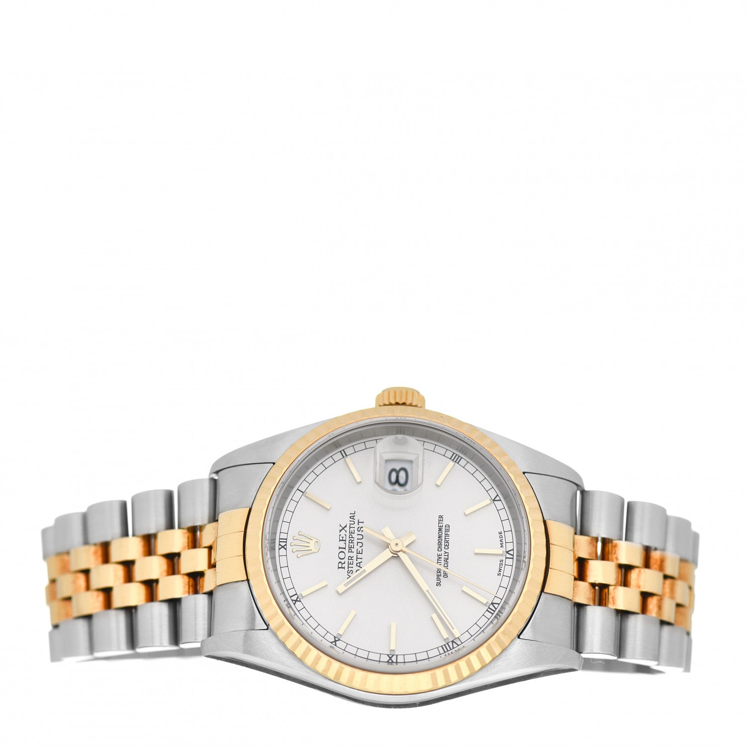 Rolex Stainless Steel 18K Yellow Gold 36mm Oyster Perpetual Datejust Watch White 16233 2 of 5