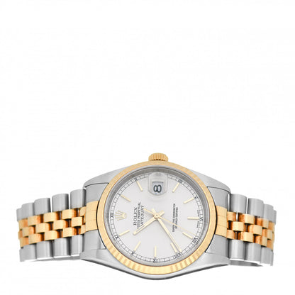 Rolex Stainless Steel 18K Yellow Gold 36mm Oyster Perpetual Datejust Watch White 16233 2 of 5