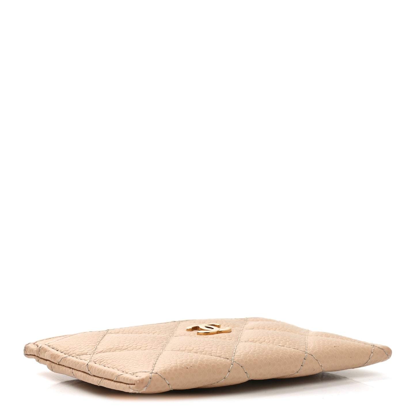 Caviar Quilted Card Holder Beige