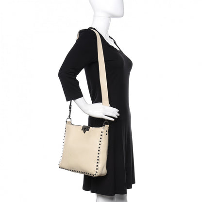 Valentino Garavani Pebbled Calfskin Small Rockstud Flip-Lock Messenger Bag Light Ivory 2 of 12