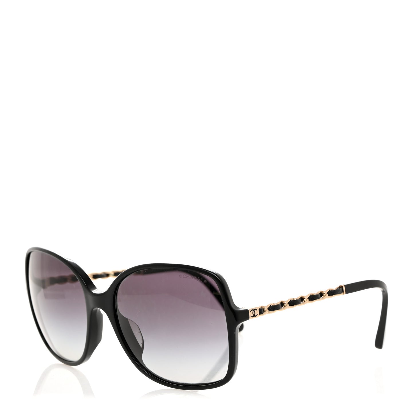 Lambskin Square Chain Sunglasses 5210-Q Black