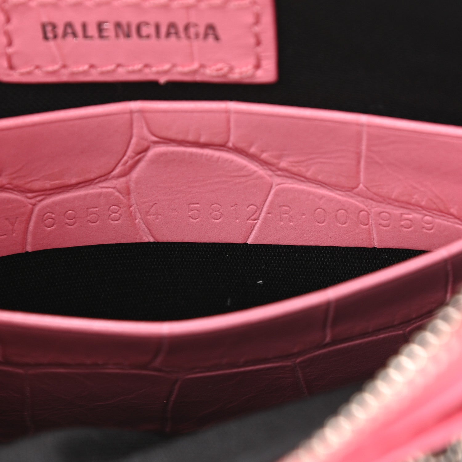 Balenciaga Extra Supple Calfskin Crocodile Embossed Le Cagole Mini Purse With Chain Sweet Pink 8 of 11