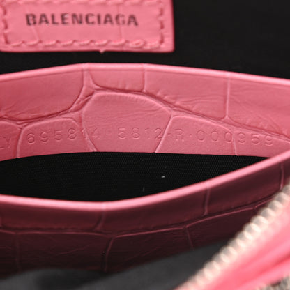 Balenciaga Extra Supple Calfskin Crocodile Embossed Le Cagole Mini Purse With Chain Sweet Pink 8 of 11