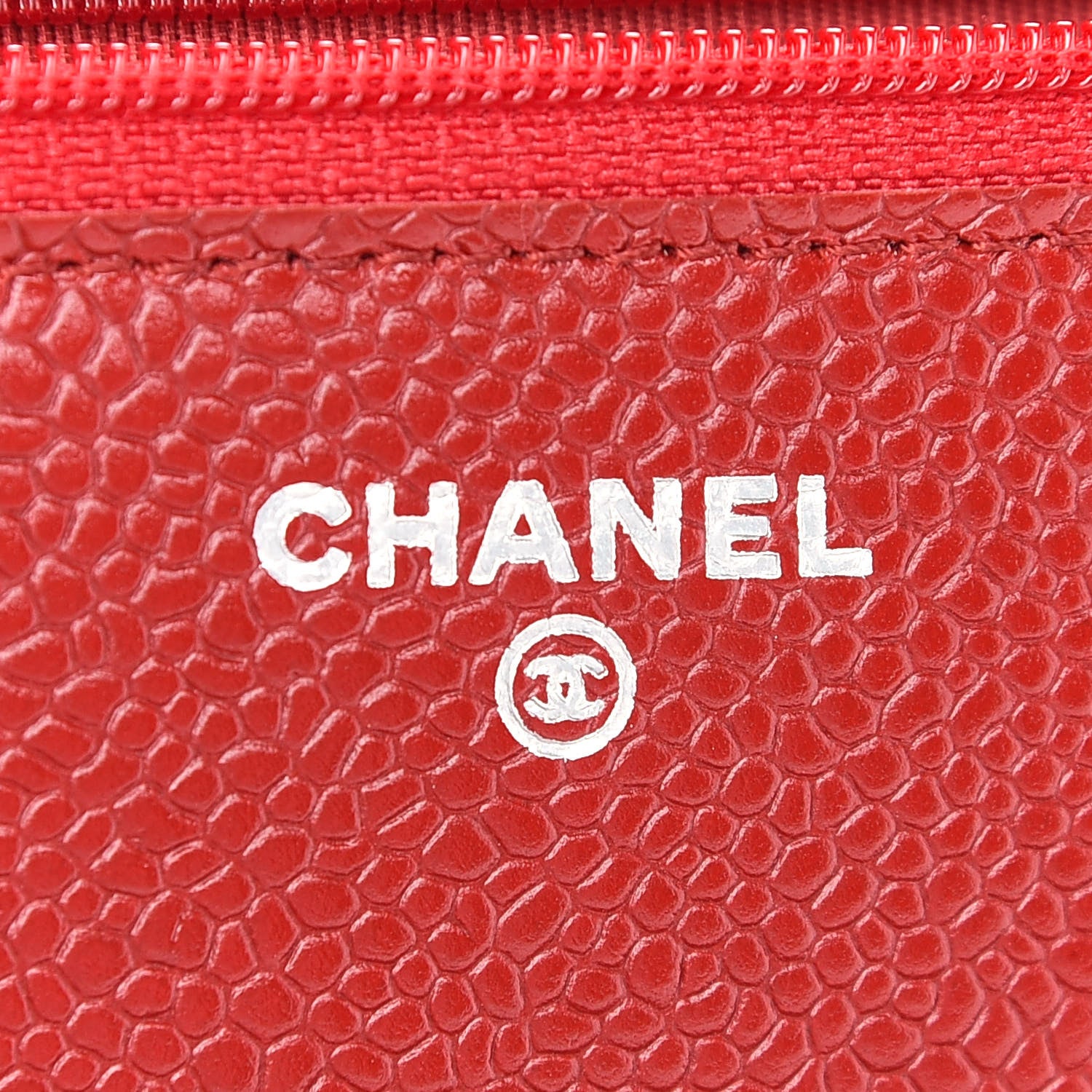 Chanel Caviar Quilted Wallet On Chain WOC Red 6 of 10