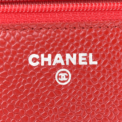 Chanel Caviar Quilted Wallet On Chain WOC Red 6 of 10
