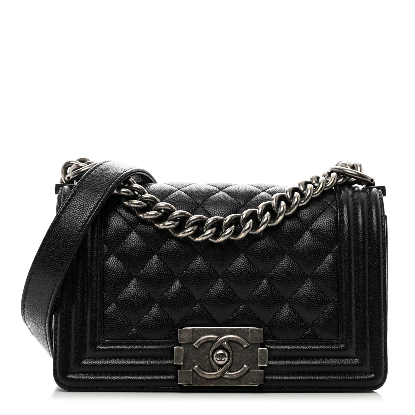 Caviar Quilted Small Boy Flap Black
