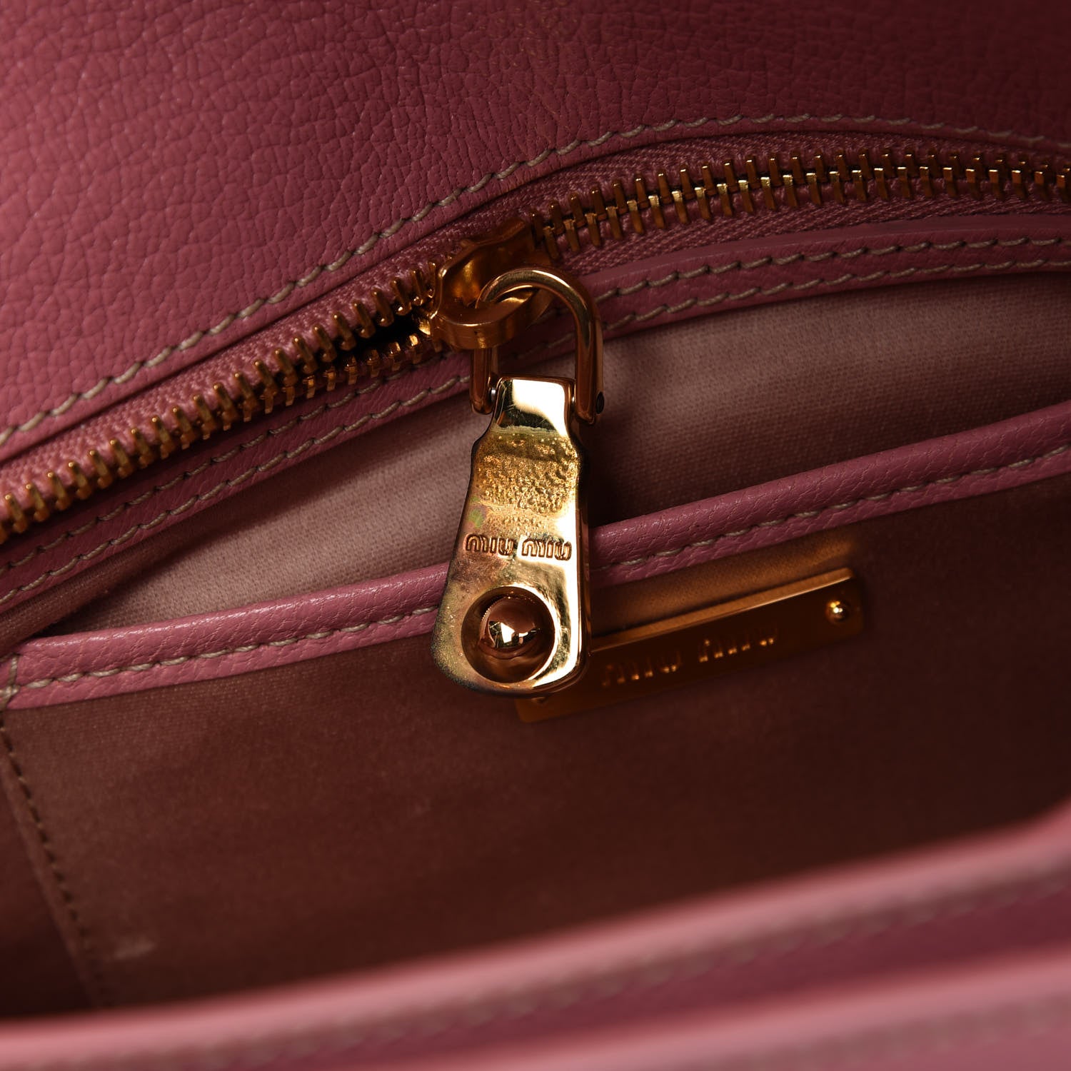 Miu Miu Goatskin Madras Shoulder Bag Rosa 9 of 12